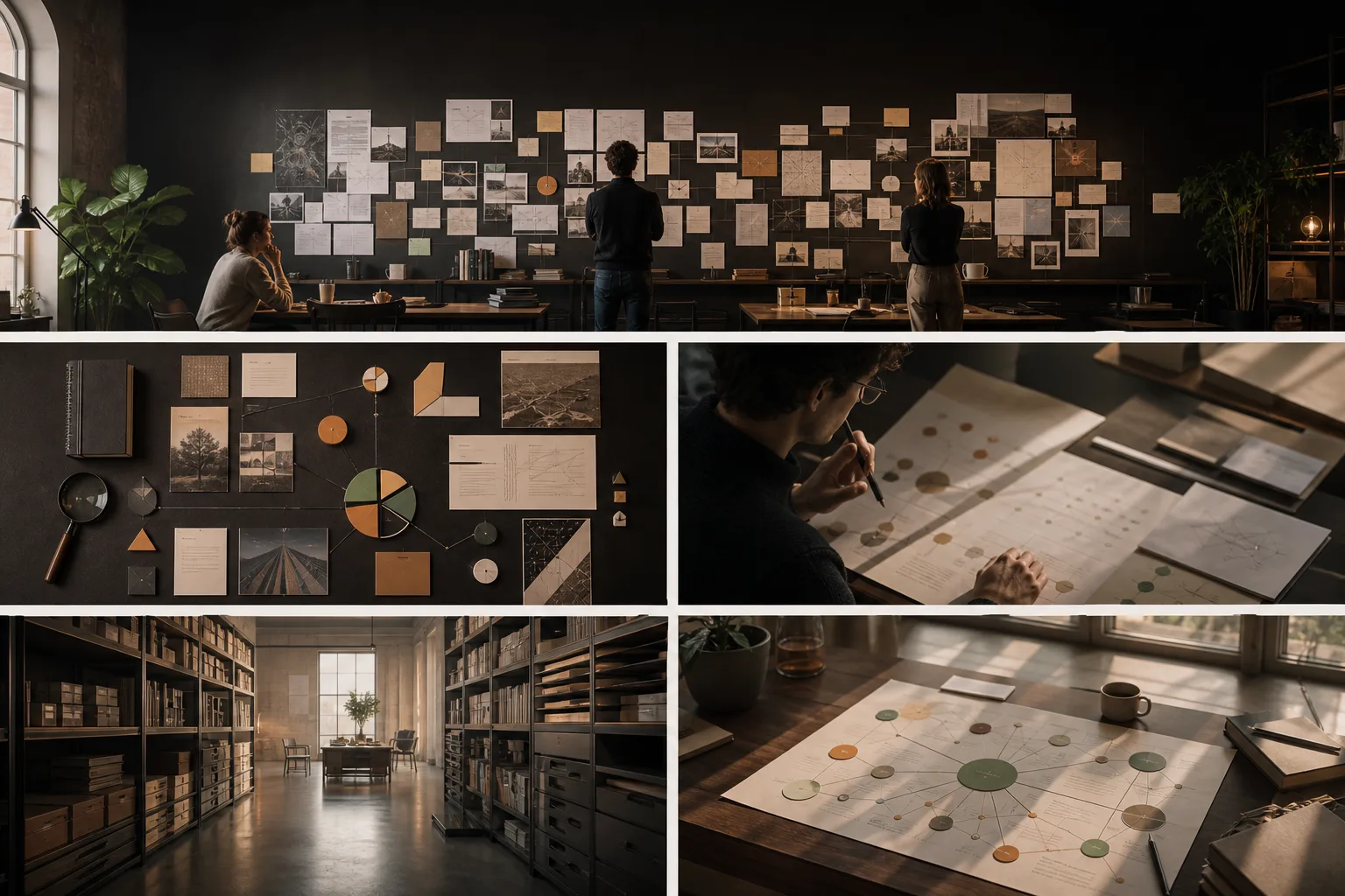 Ordered archive corridor representing structured inquiry